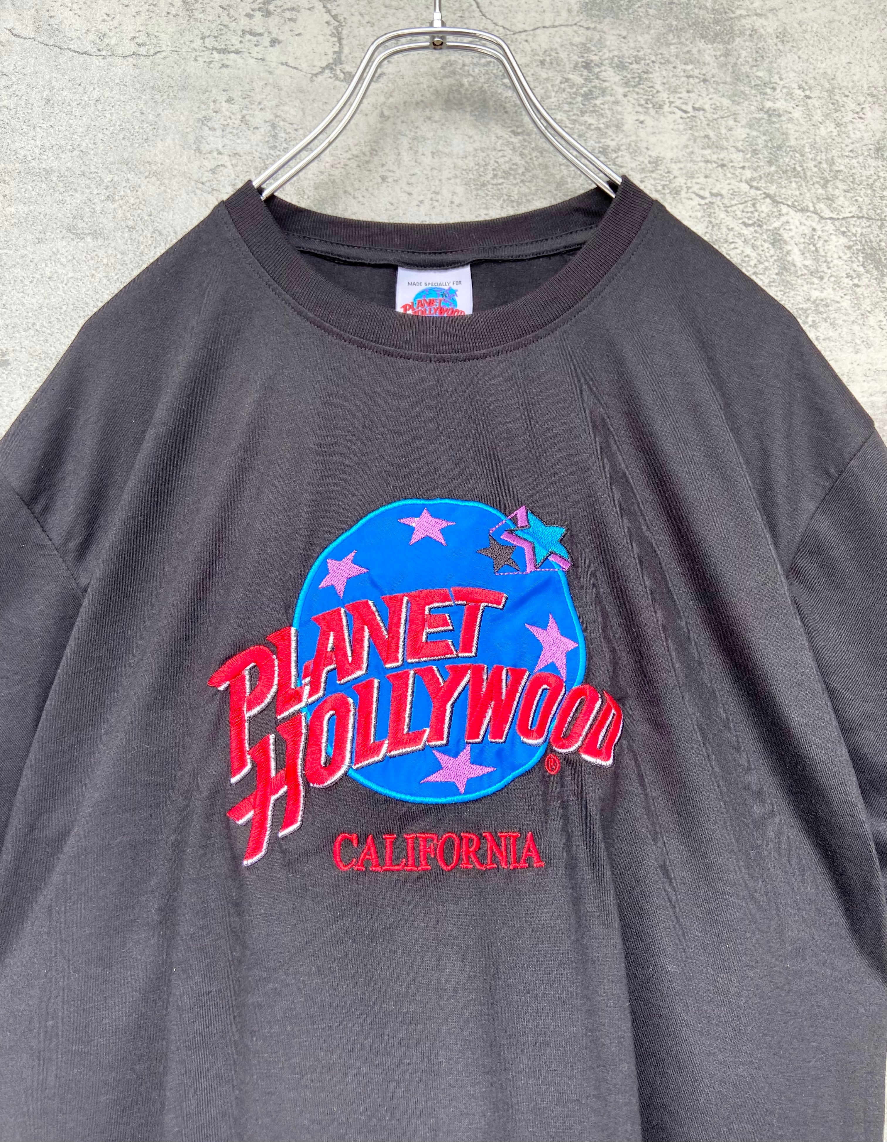 USA製 90s プラネットハリウッド 黒 刺繍Tシャツ