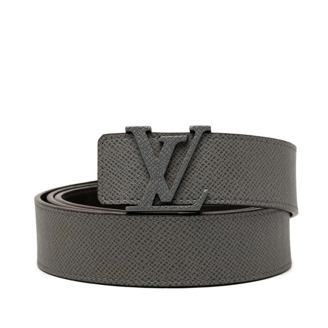 ルイ ヴィトン タイガ グラシエ サンチュール LVイニシャル ベルト 100/40 M6898 グレー レザー メンズ LOUIS VUITTON 【中古】