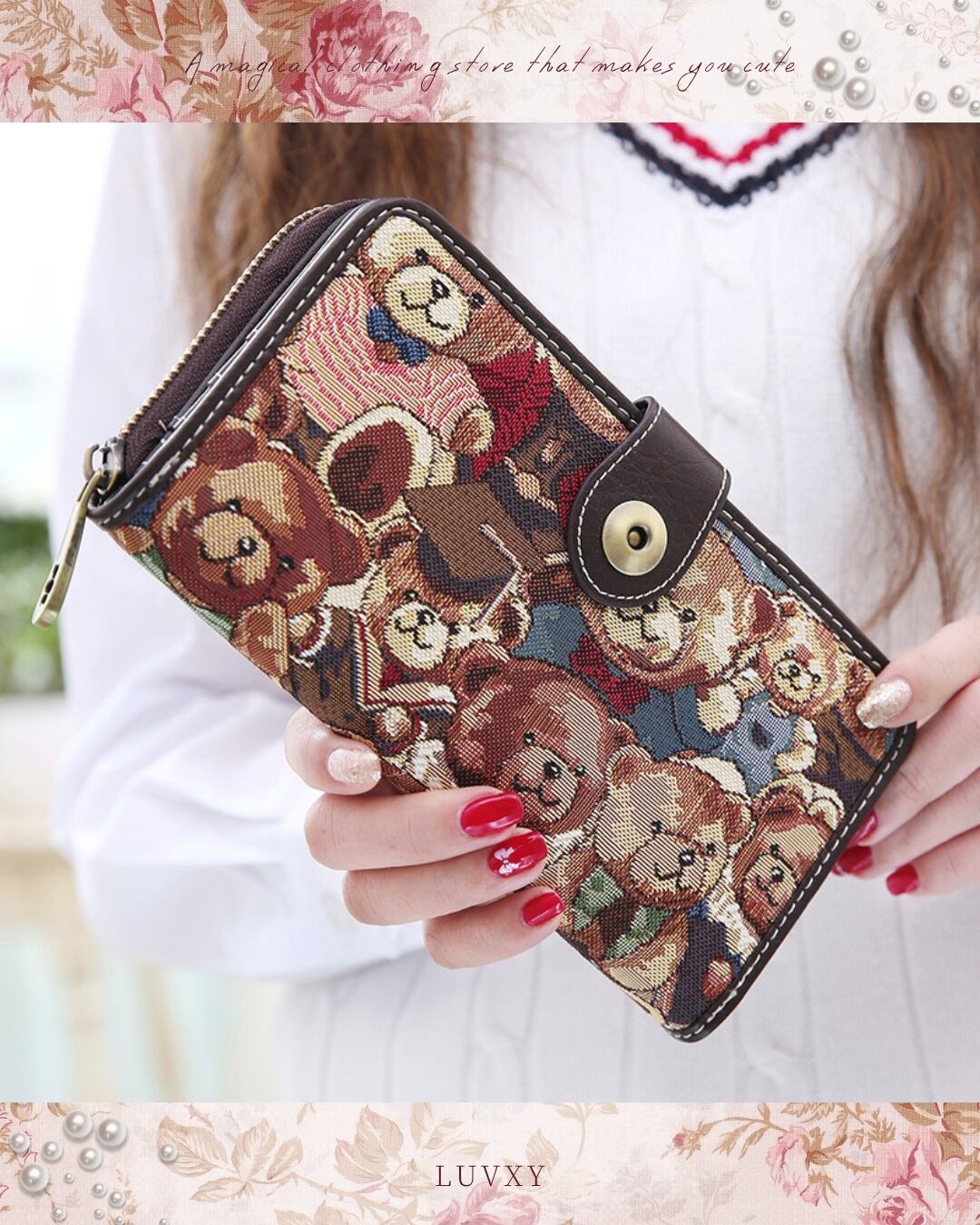 くまさんお財布 Long zipper cute bear wallet♡A857♡ | luvxy