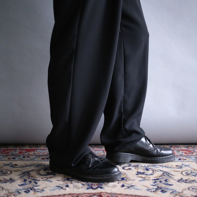 1-tuck wide tailored silhouette waist stretch wide slacks