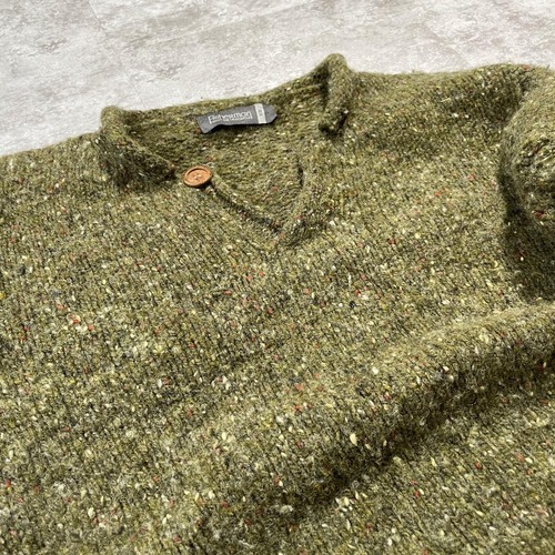 00-90s Fisherman ウール XS セーター メランジ グリーン 詳細写真7