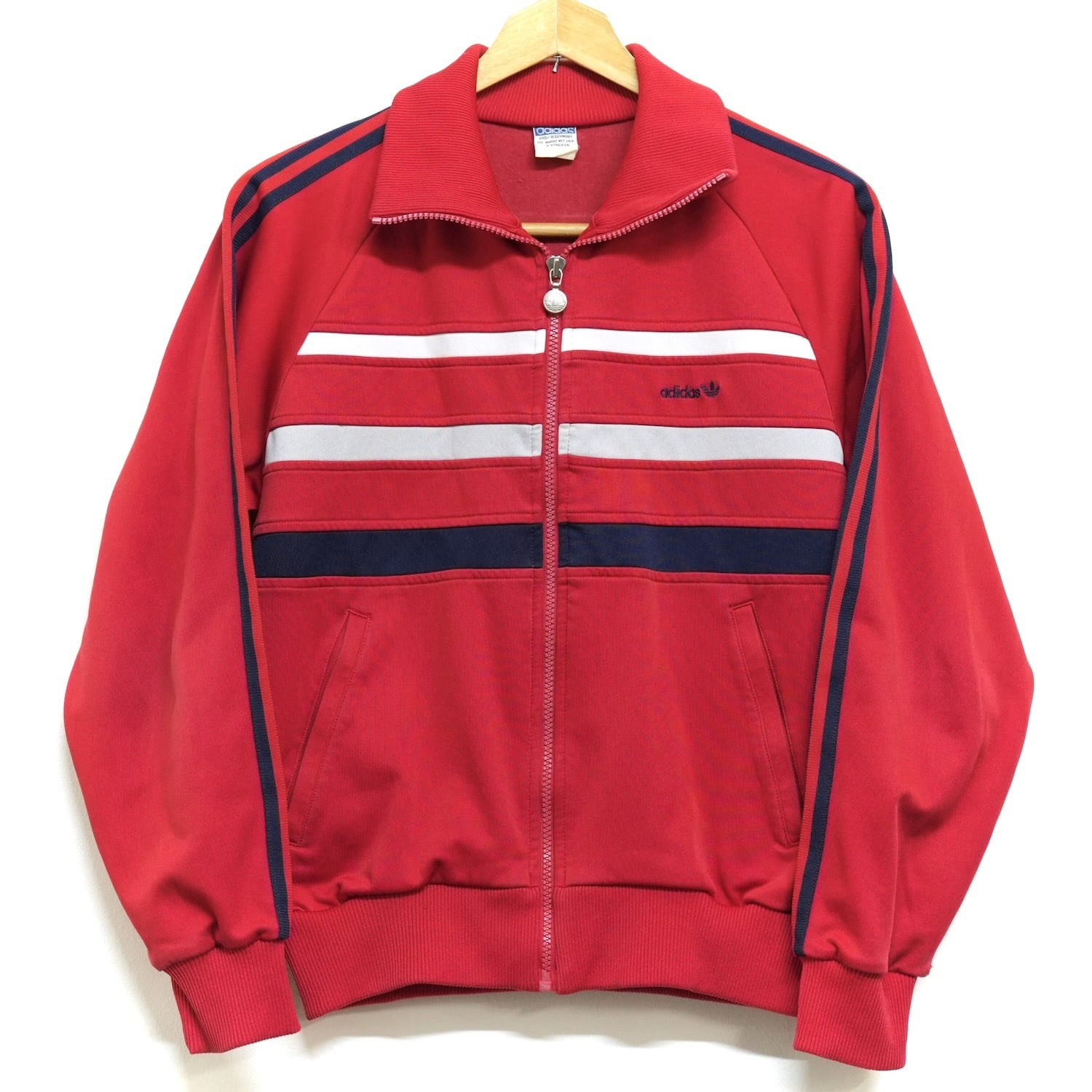 希少 保存◎ デサント製 adidas トラックスーツ 赤 日本製 70s後期 希少 保存◎ デサント製 adidas トラックスーツ 赤 日本製 70s後期