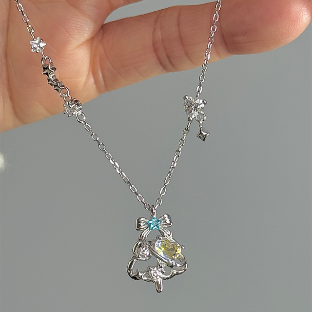 Lola粉雪の甘いツリーシルバーネックレス 2s