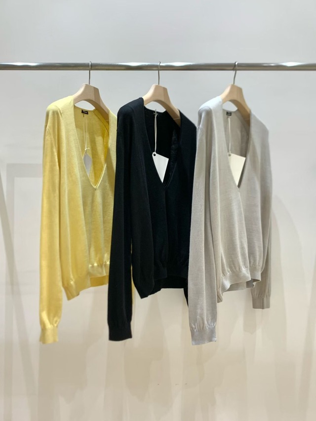 (予約) HAUS / Billy silk deep V neck knit 3color