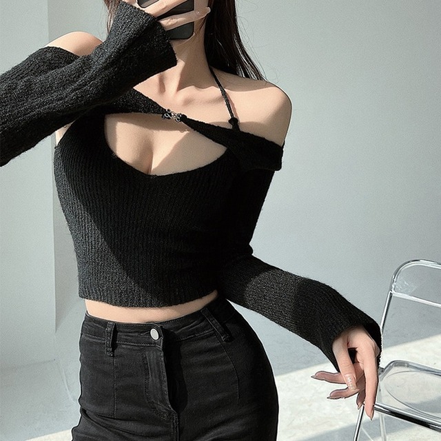 layered tight halter-neck knit la2272