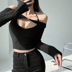 layered tight halter-neck knit la2272