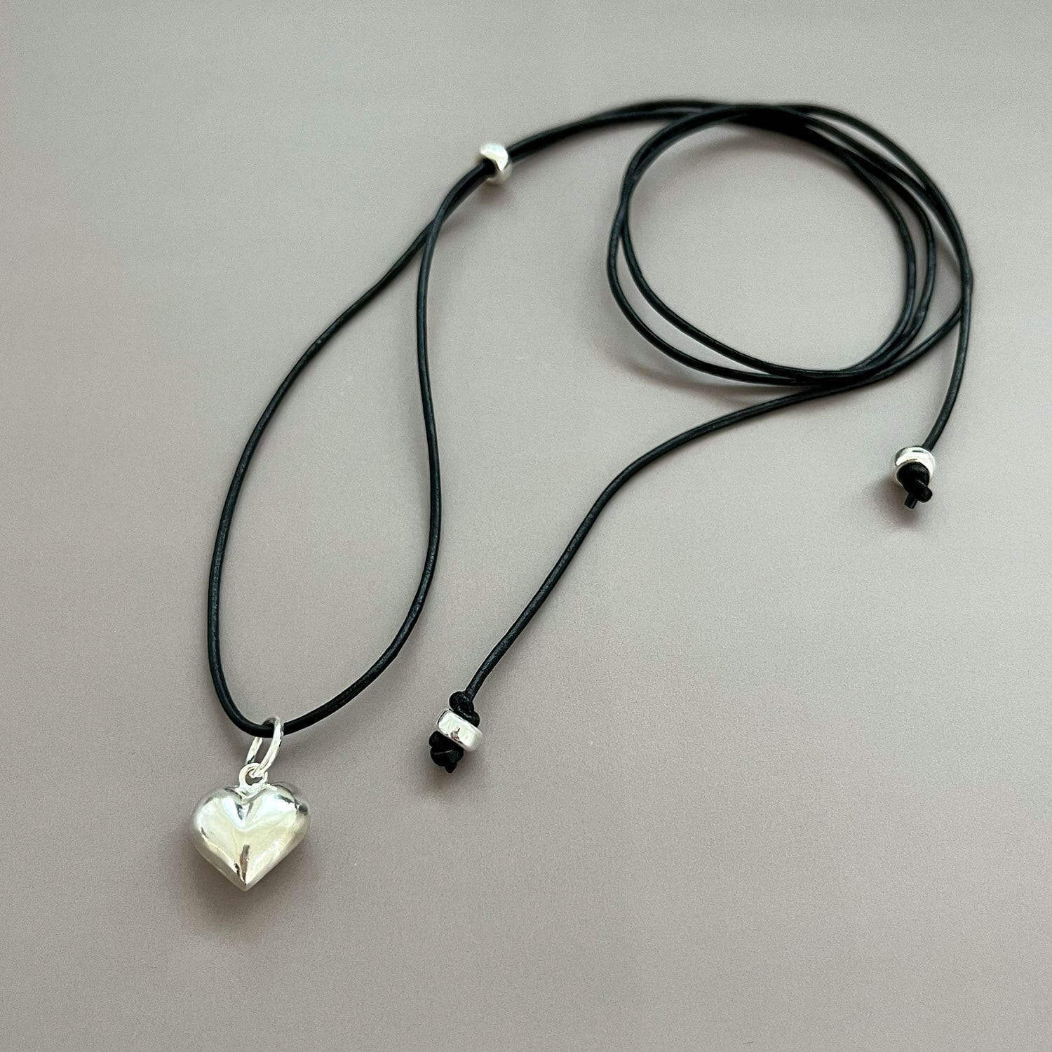 Silver925 Heart leather necklace 0316 | #FFF