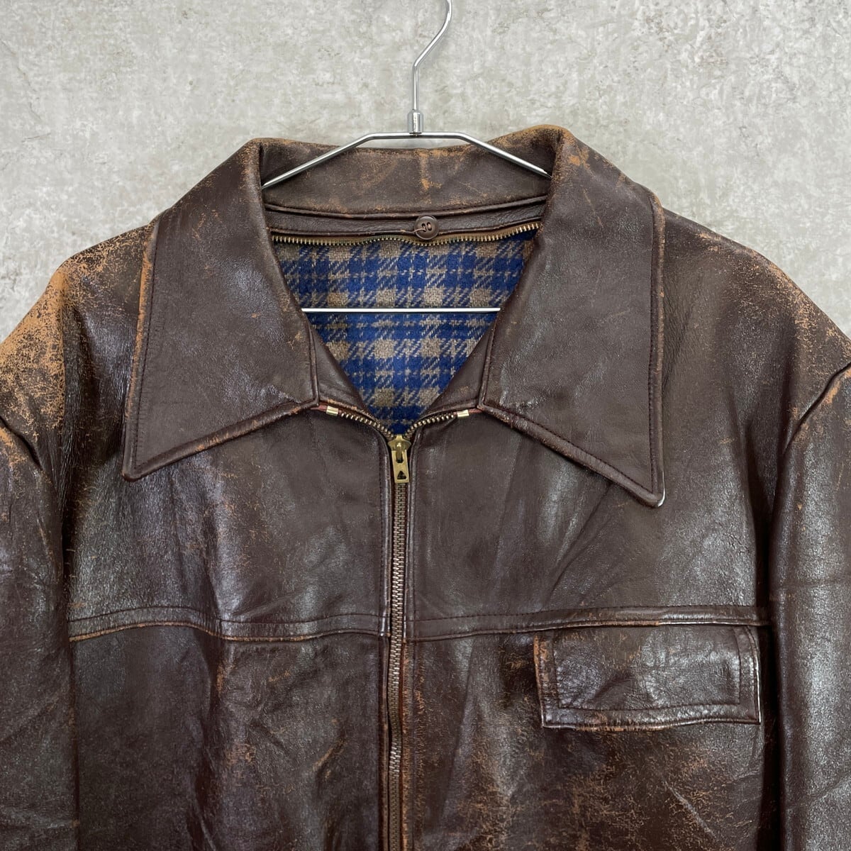 50〜60年代 フランス レザー カーコート メンズXL相当 古着 50s 60s