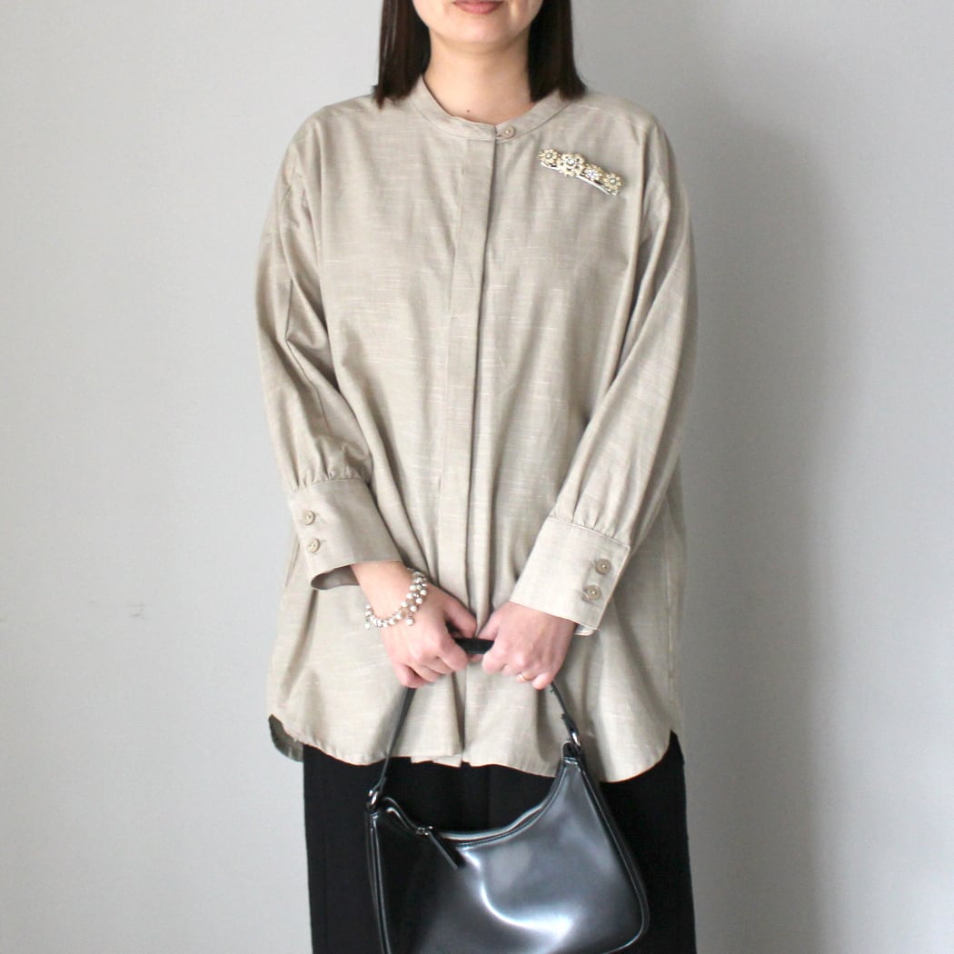 2026SS/久留米かすりのロングブラウス【無地】全4色