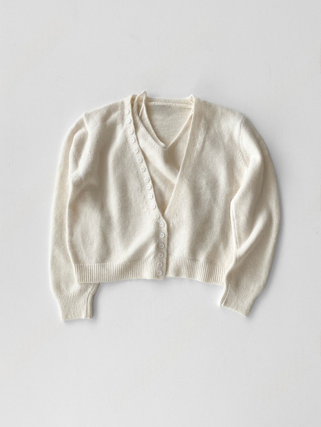 Button Front V-Neck Knit Set