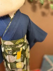 【コラボ企画商品】男の子袴×高級ニット素材着物と和モダンカーキ　男の子ベビー袴
