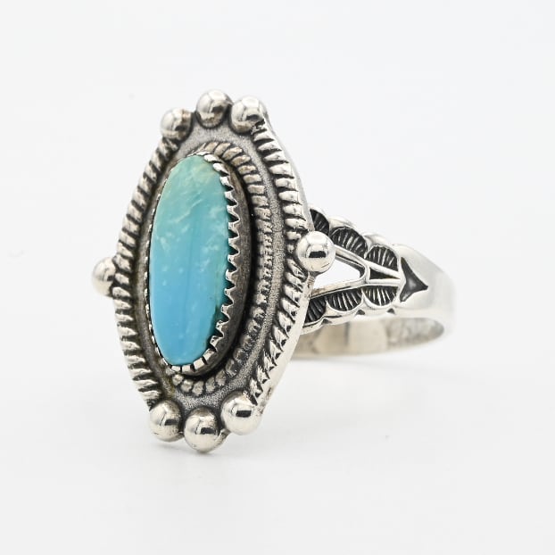 Turquoise Accent Decorative Top Statement Ring #15.5 / USA