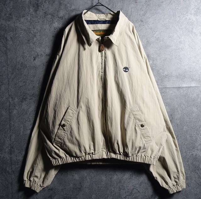 90s "Timberland" Beige Logo Embroidered Design Swing Top Blouson