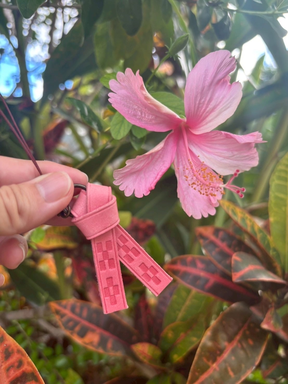 大人気✨】沖縄限定｜ミンサーサンレザー キーホルダー（T-C1-21