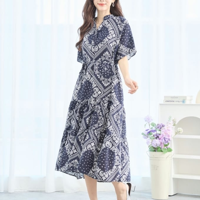 ワンピース ペイズリー柄 M～L C38-1216 TRUBE フリー 大人可愛い