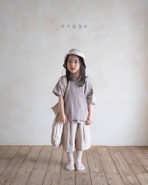 【anggo】タックミディアムパンツ ベージュ 80〜120cm  240712