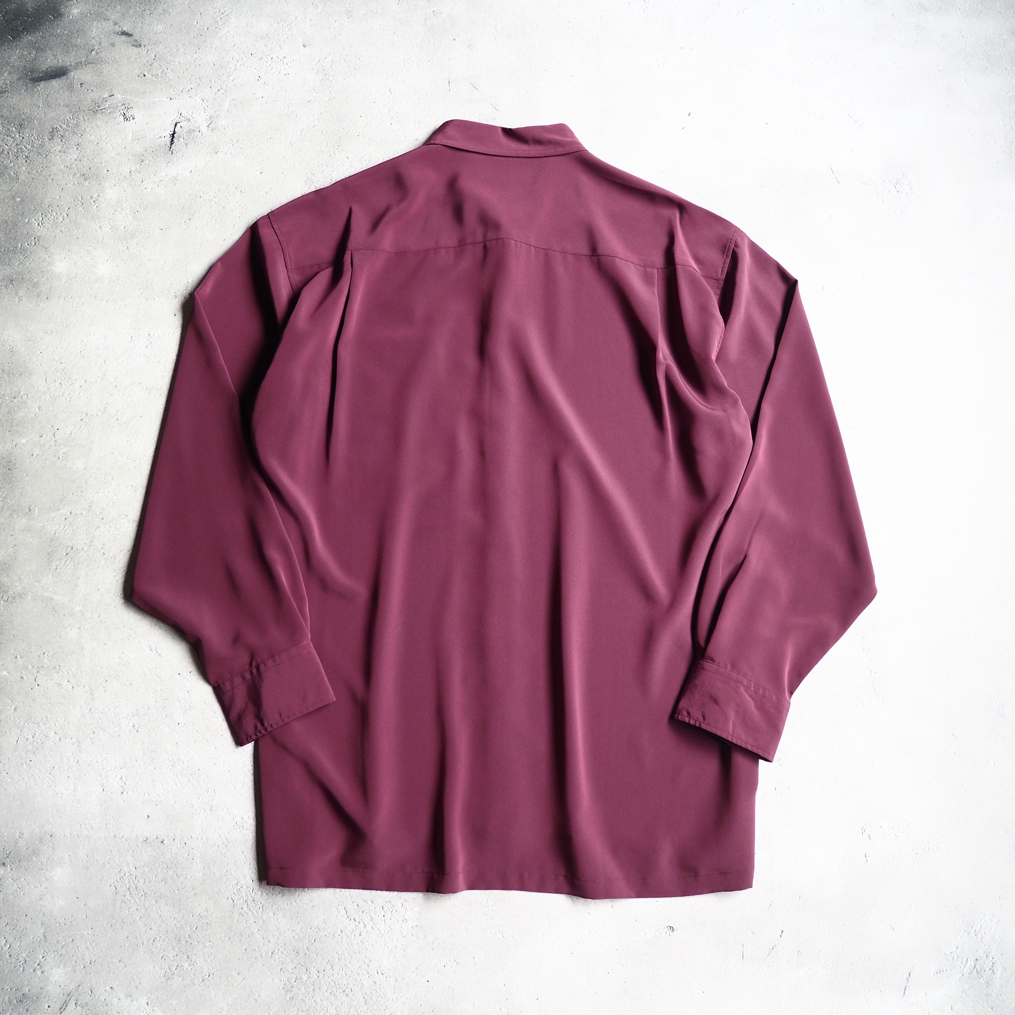 1990s Dark Bordeaux × Tribal embroidery Over silhouette vintage shirt