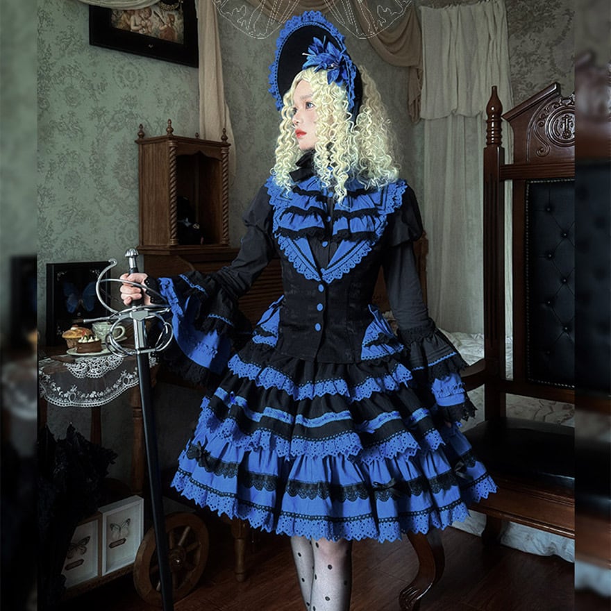 予約商品 ゴスロリ 3点 セットアップ 姫袖シャツ ベスト ケーキ