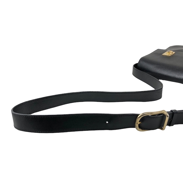 CELINE セリーヌ ショルダーバッグ ブラック ガンチーニ ダブル レザー vintage ヴィンテージ オールド s3twv4