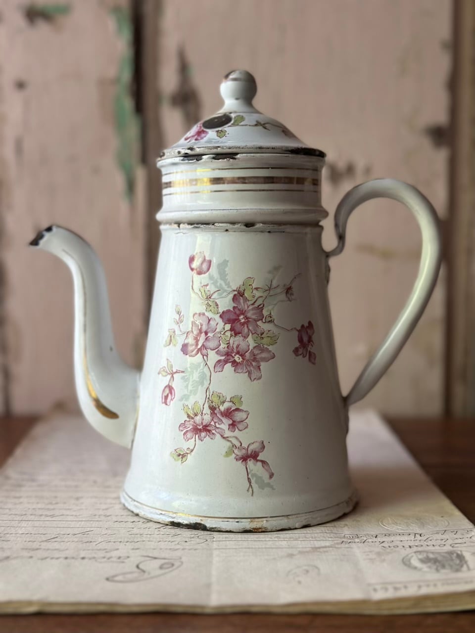 ホーロー コーヒーポット すみれ柄 琺瑯 B&W社製 | Brocante de La
