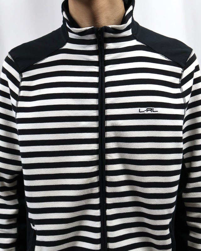 "L-RL" high-neck zip up border top