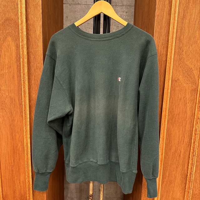 1990'S CHAMPION REVERSE SWEAT SHIRT GREEN SOLID 目付き L ⑧