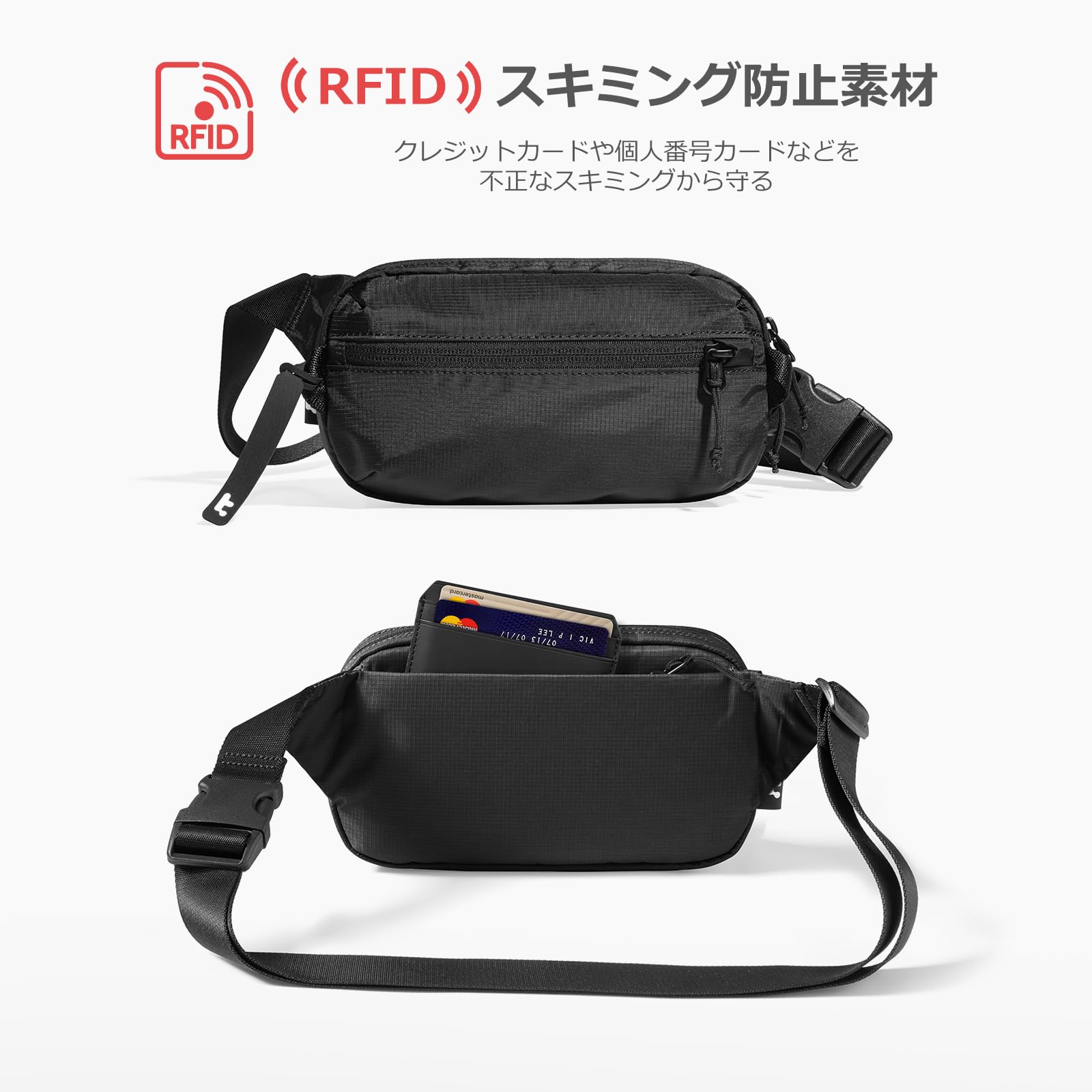 tomtoc ボディバッグ 軽量 小さめ スリングバッグ ミニバッグ 撥水