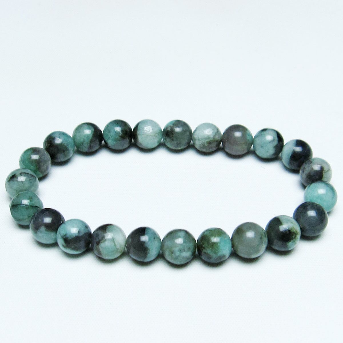 エメラルド ブレスレット 9mm Emerald Bracelet 緑玉 翠玉 メンズ レディース 一点物 [M便 1/10] 111-32954