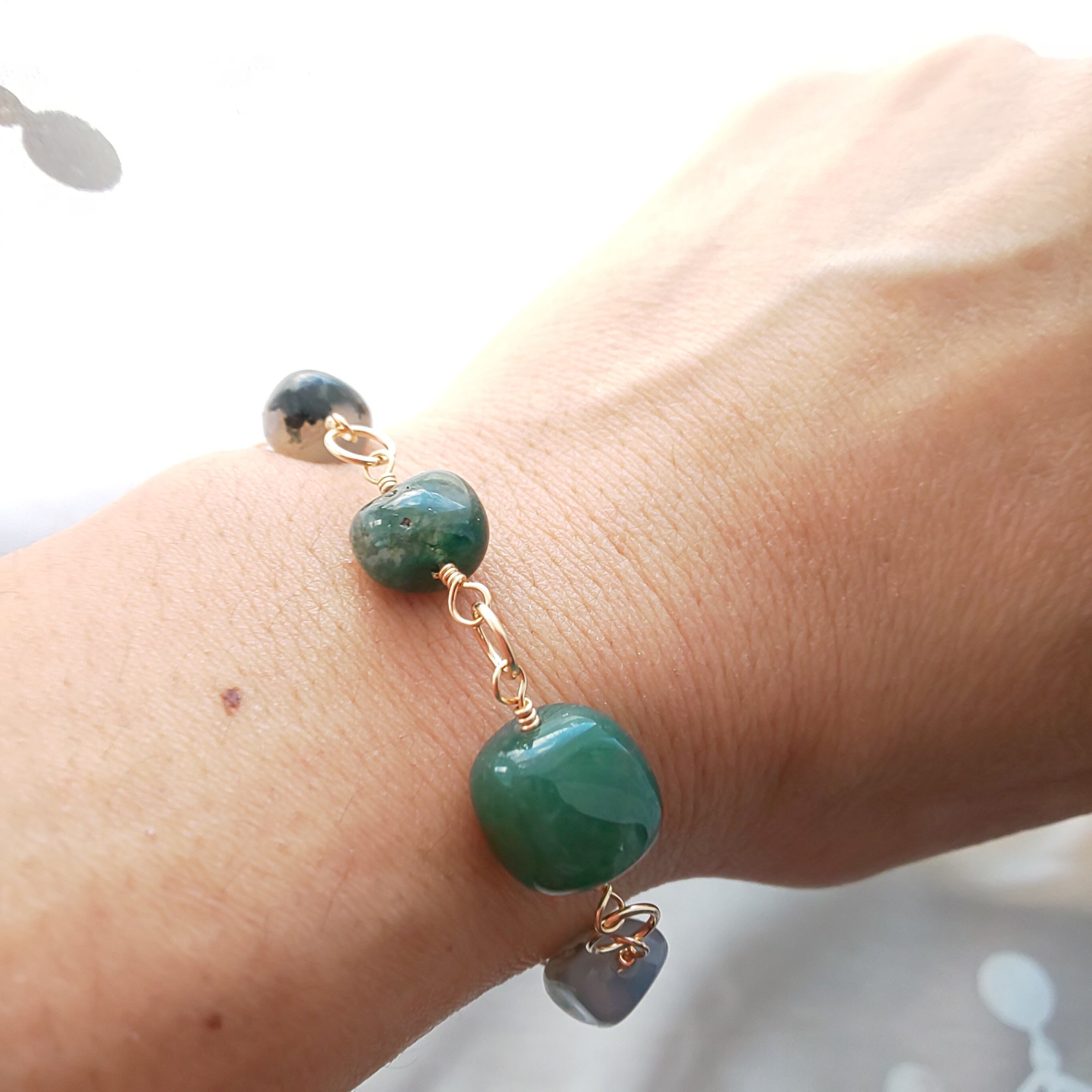 ﾌﾞﾚｽﾚｯﾄ 40代 天然石 グラウンディング モスアゲート | 40代の女性に