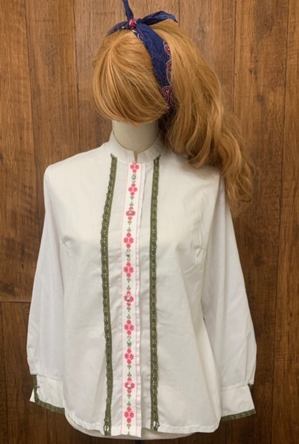 Dacron ヨーロッパ チロル チロリアン 刺繍 レース 白 ブラウス 