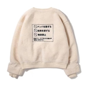 SALE 送料無料 【HIPANDA ハイパンダ】レディース クルーネック スウェット トレーナー WOMEN'S CREW NECK SWEAT SHIRT / WHITE・BLACK