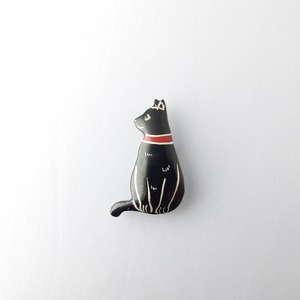 漆の帯留「横顔　猫」No.70