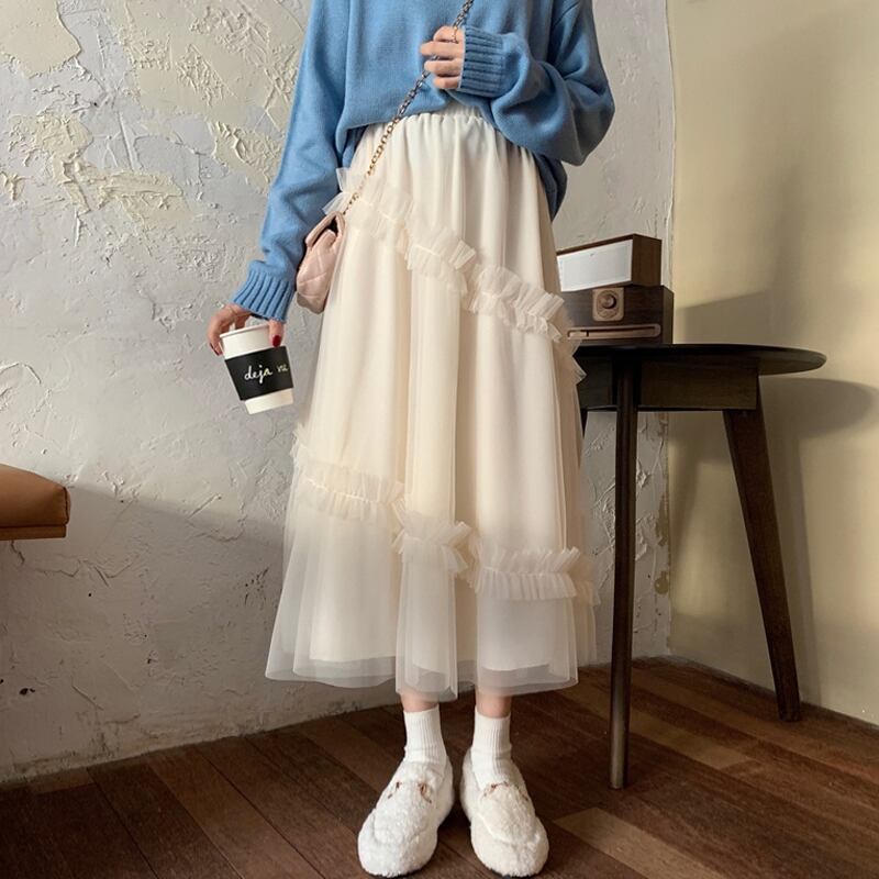 スプリングストレッチウェストスカート Aラインレディース エラスティック 伸縮 春物 スーパーモール76227581483