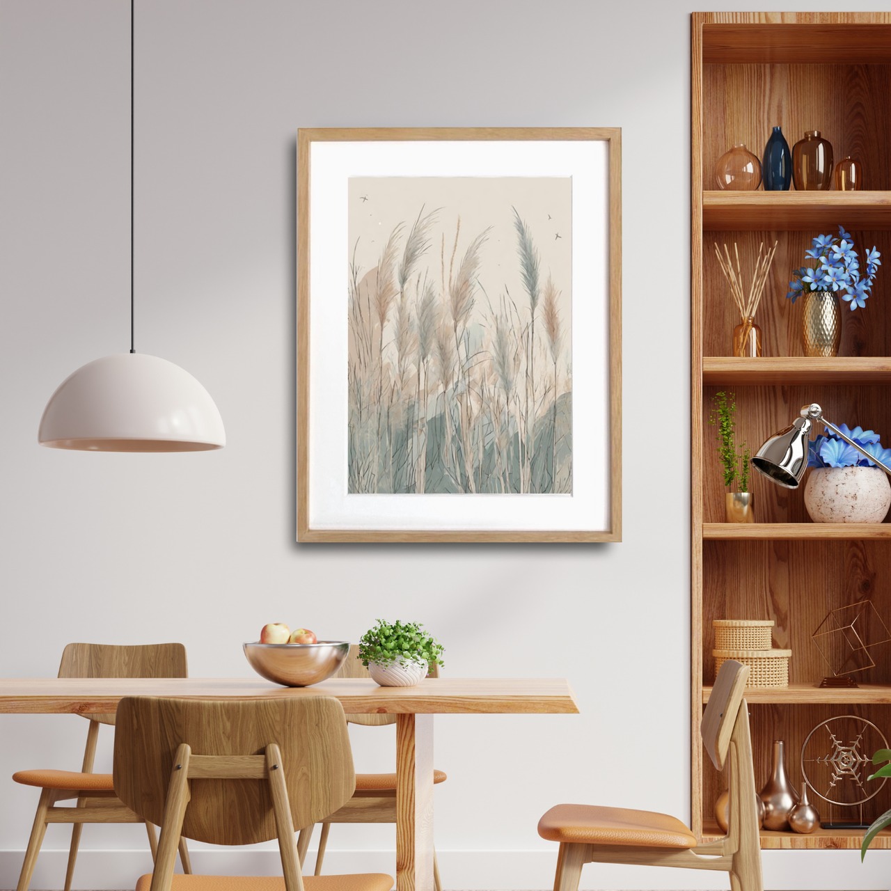 plume grass｜ススキの柔らかな佇まいを描いた北欧ボタニカルアートポスター｜くすみ色が映えるナチュラルモダンインテリアにA4ポスター