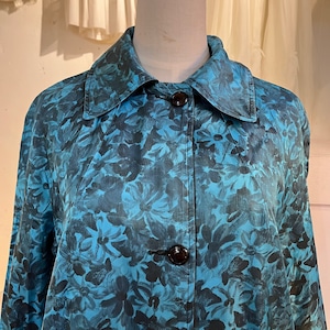 50's reversible blue flower print spring coat