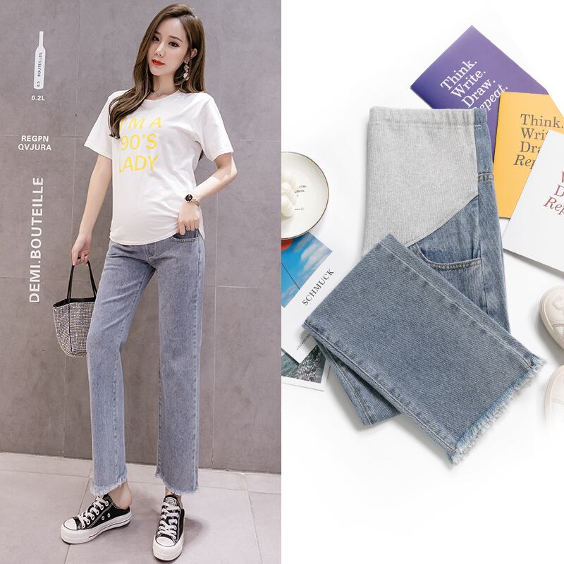 【新作】【送料無料】 ワイドレッグジーンズマタニティパンツ妊娠中の女性第9ウエスト快適なルーズジーンズ妊娠中のパンツマタニティ服 ワイドパンツ expec547235404217