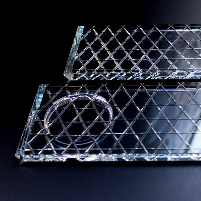 カットガラス長盛皿（へこみ有り）