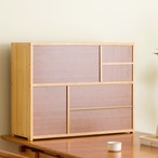 木製 食器棚 キッチン収納 ガラス扉 引き出し付き サイドボード 茶器収納 ナチュラル 和風 モダン 卓上 キャビネット 小型 コンパクト