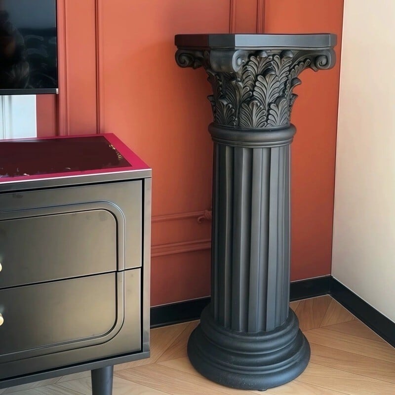 オブジェ 柱 古代 ローマ風 ヴィンテージ調 全長 125cm おしゃれ シック インテリア ローマ柱 置物 オーナメント 雑貨 アンティーク調 レトロ調 ディスプレイ デコレーション イベント 装飾 白 ホワイト 黒 ブラック