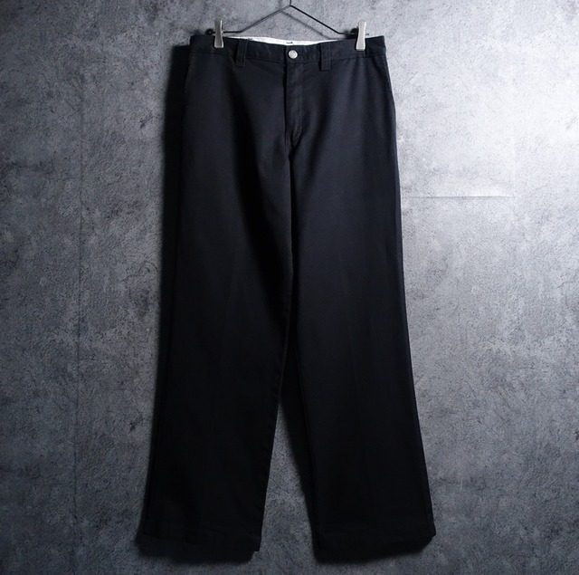 "Dickies" Black Logo Patch Design Wide Baggy Chino Pants