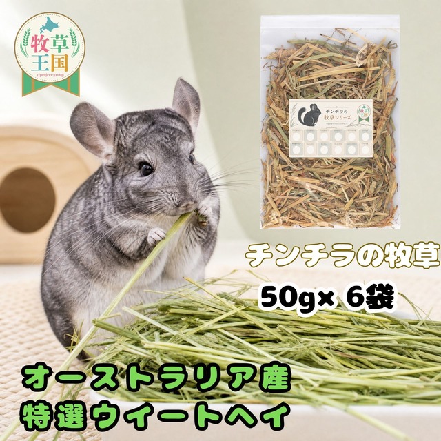 牧草王国 チンチラ 牧草 オーストラリア産 特選ウイートヘイ 50g×6袋
