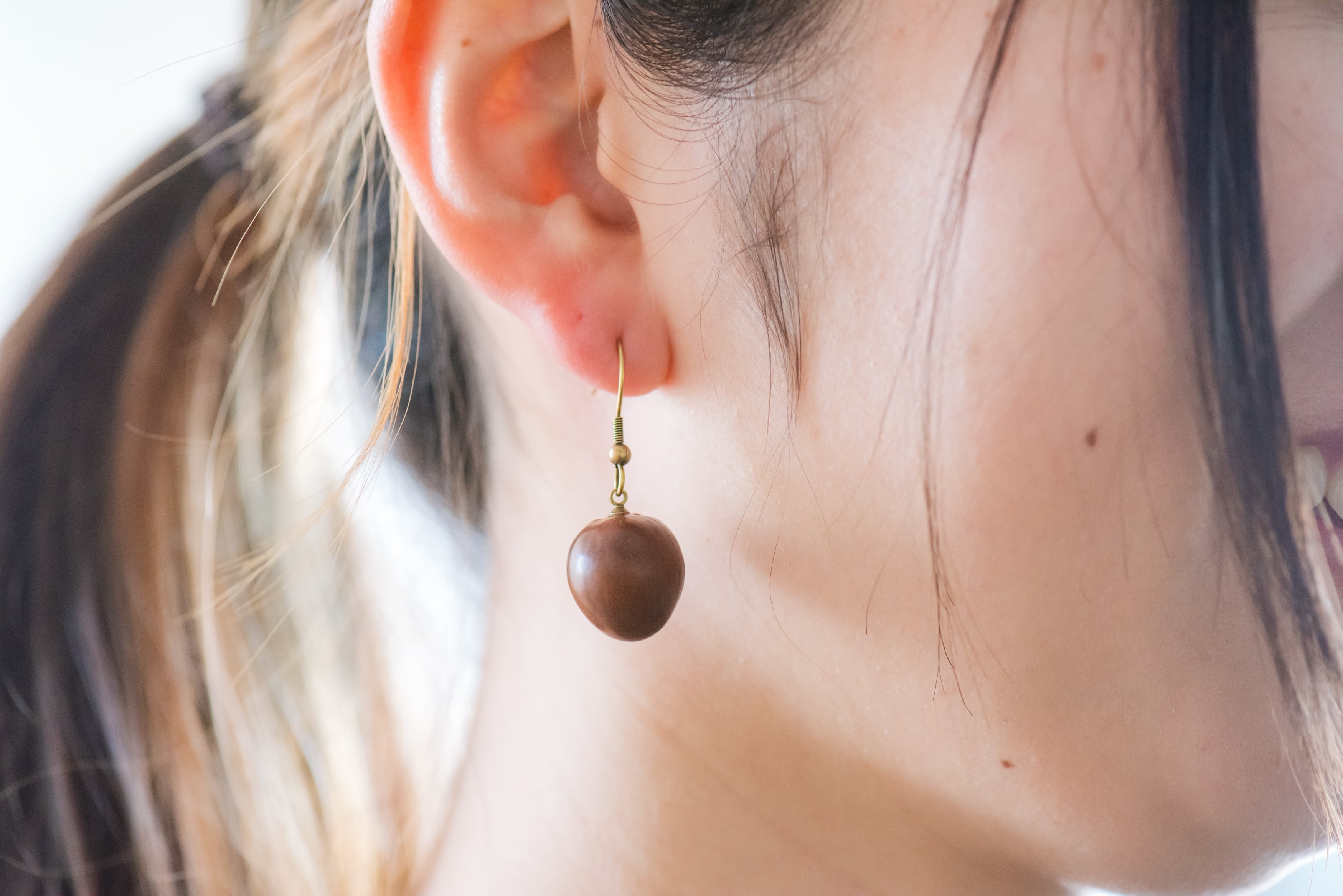 茶の実実(磨き)ピアス・イヤリング 《受注生産》｜シゼンタイ | すろー