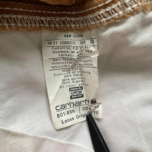 10s USA製 ブラウン ダブルニー Carhartt B01 28×30 詳細写真12