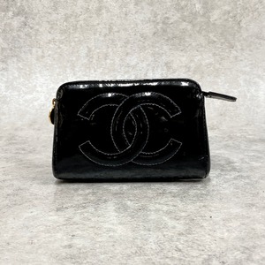 CHANEL シャネル エナメルポーチ ブラック 6802-202205