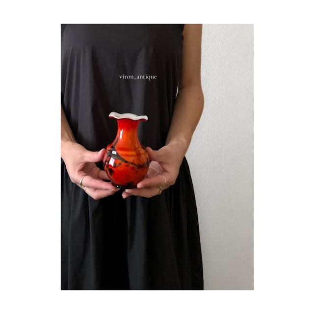 Italian vintage vase /　red　マーブルガラスベース　h12cm