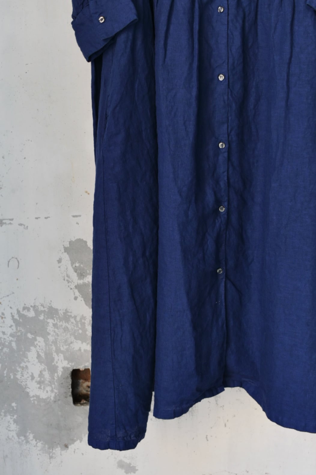 Honnete】オネット lady's Open Collar Gathered Dress | nuno