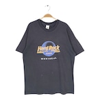 90s ハードロックカフェ モントリオール カナダ製 ヴィンテージ Tシャツ フェードブラック シングルステッチ フルーツオブザルーム HARD ROCK CAFE サイズXL BZ0617