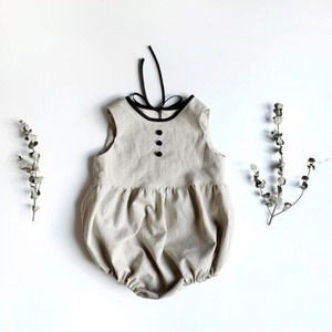 ベビー 夏新作 レトロ ミニマリズム リボン付き ロンパース