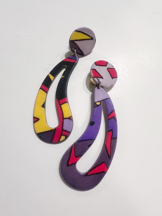Vintage purple geometric earrings ( ヴィンテージ パープル ジオメトリック  イヤリング )