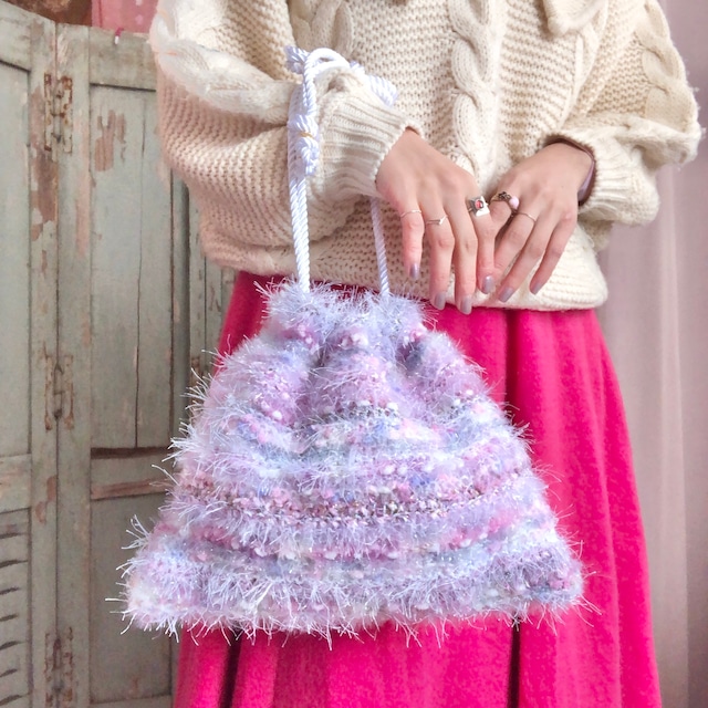 hand knit bag : pink